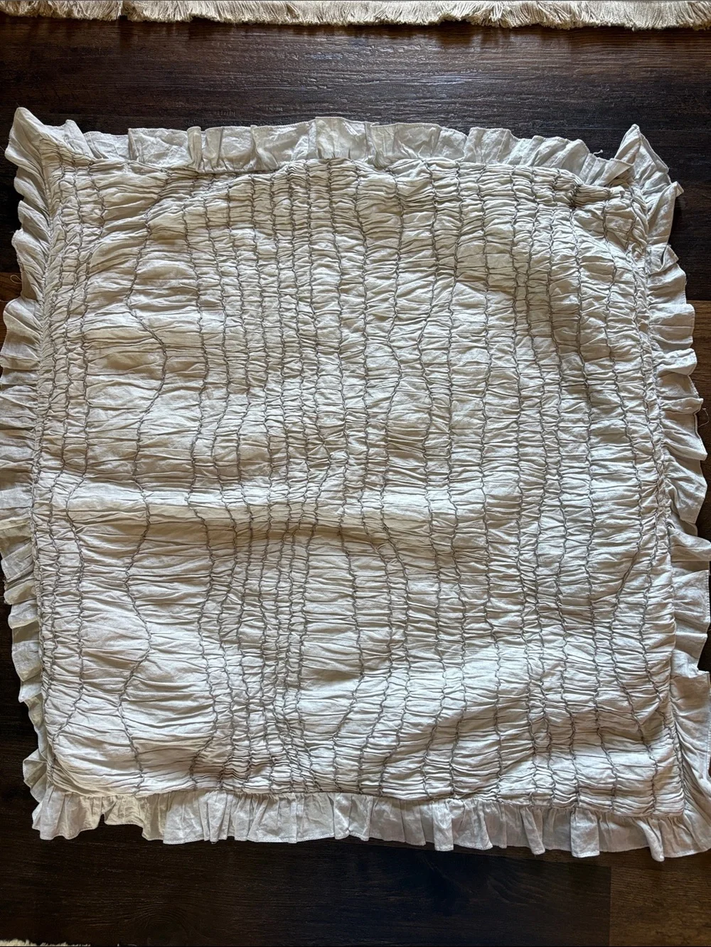 2 Pottery Barn Light Blue Ruched Voile Euro Sham 26”x26”